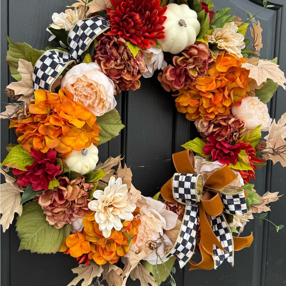 Handmade  McKenzie Childs inspired fall wreath